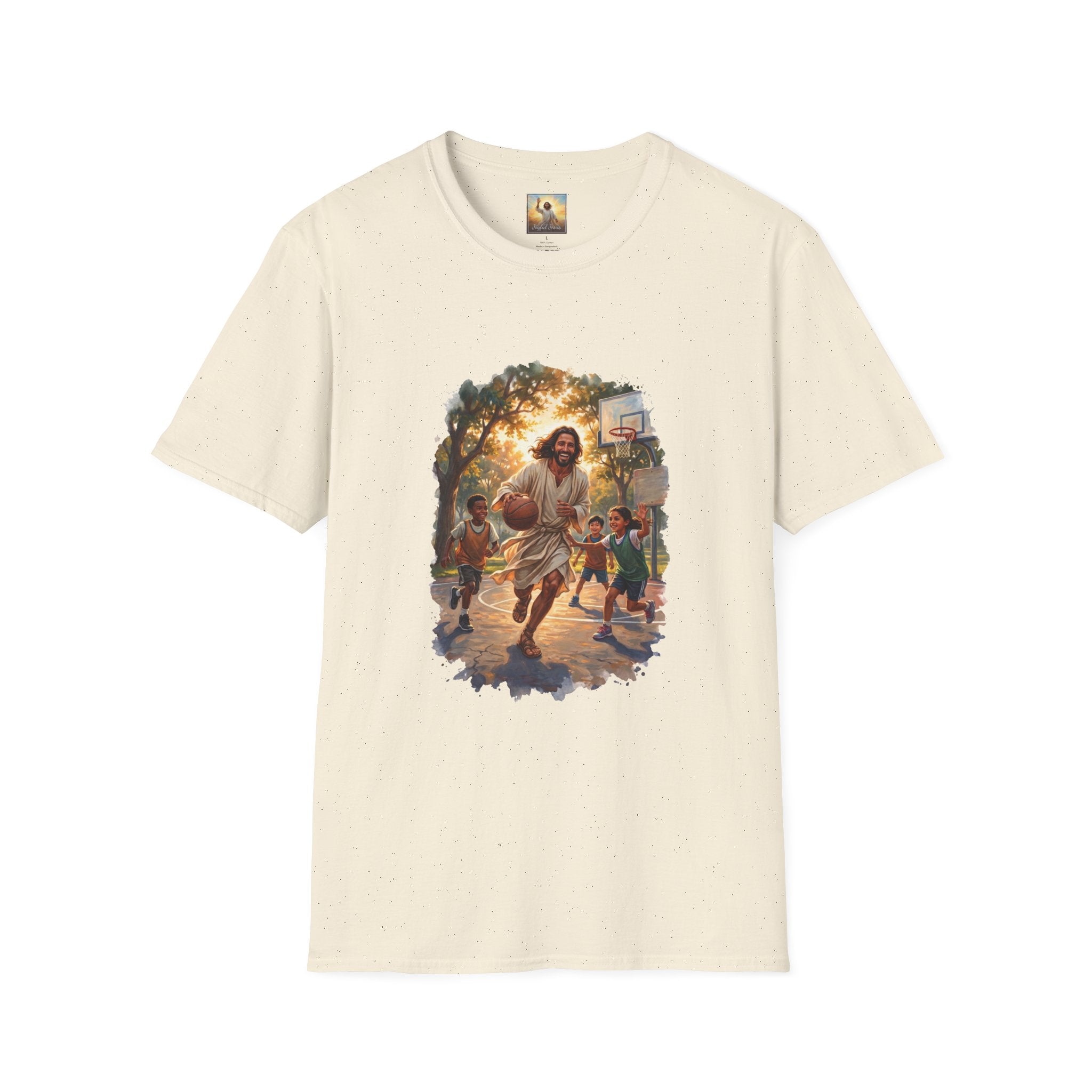 Jesus Basketball Shirt | Jesus Playing Basketball with Kids Christian T Shirt | Joyful Jesus