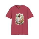 Jesus in the Garden Shirt, Easter Lily Butterfly Art, Christian Spring Tee
