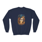 Kids Jesus Sweatshirt | Camping with Jesus Christian Kids Crewneck Sweatshirt | Faith Apparel