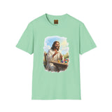 Jesus Painting Easter Eggs Shirt, Joyful Christian Art, Fun Easter Faith Tee