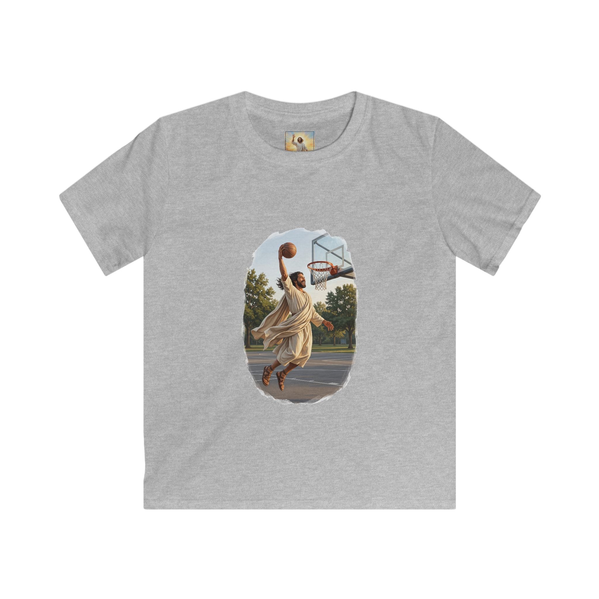 Kids Jesus Dunking Shirt | Jesus Slam Dunk Funny Christian Basketball Kids T Shirt | Joyful Jesus