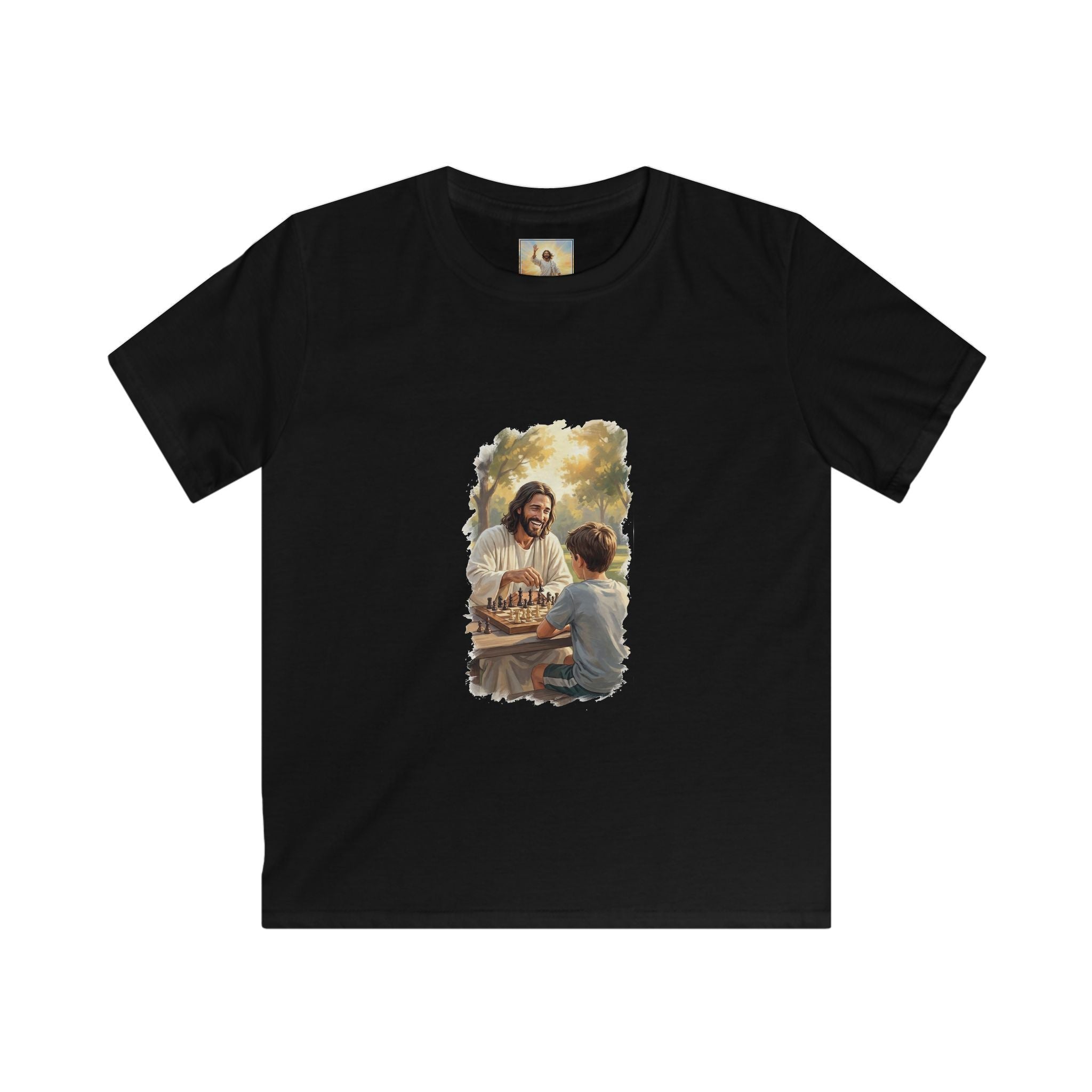 Kids Christian Shirt | Jesus Playing Chess Funny Jesus Kids T Shirt | Joyful Jesus