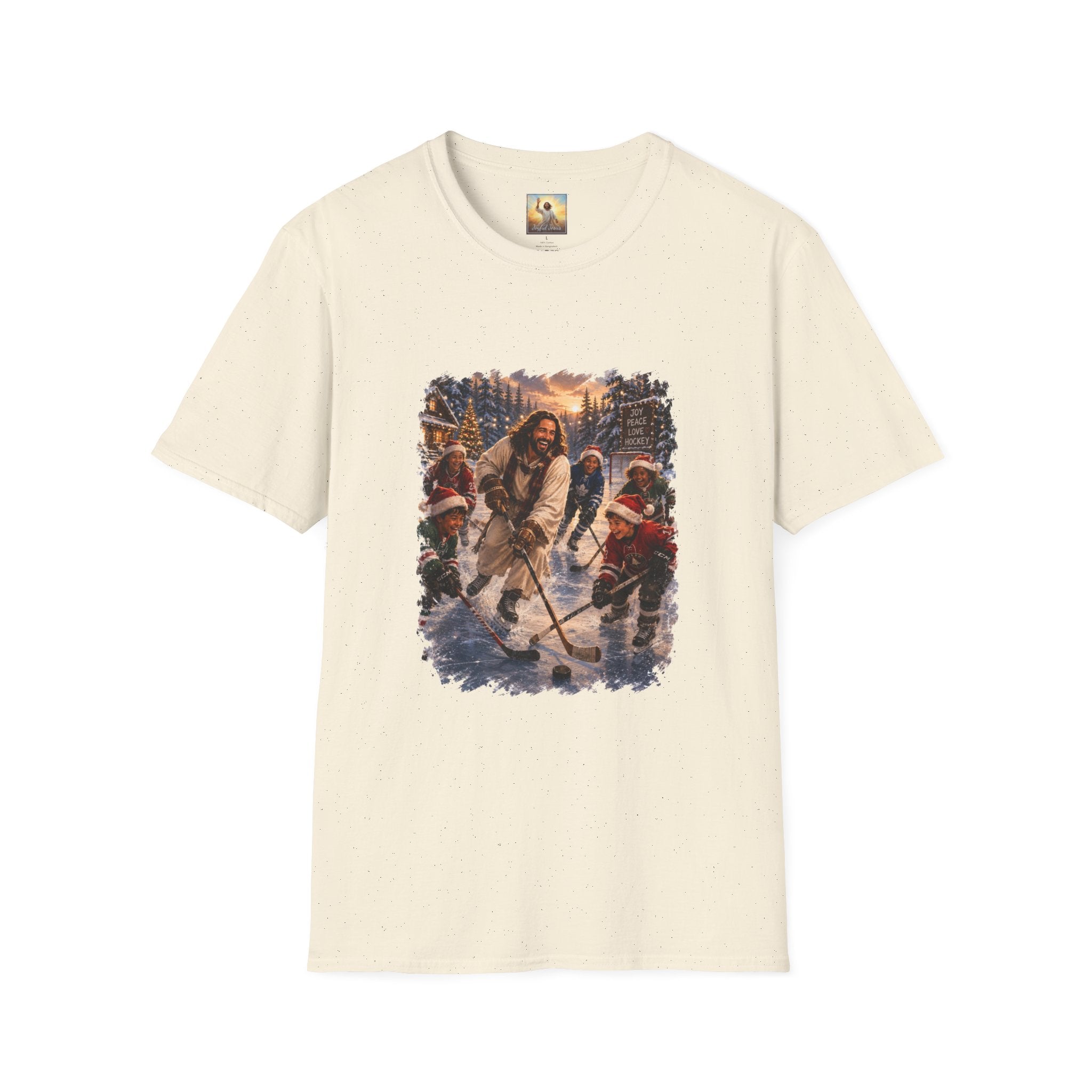 Jesus Hockey Shirt | Jesus Playing Hockey with Kids Christian Christmas T Shirt | Joyful Jesus