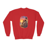 Kids Jesus Sweatshirt | Jesus on the Beach Christian Apparel Kids Crewneck Sweatshirt | Joyful Jesus Faith Sweatshirt
