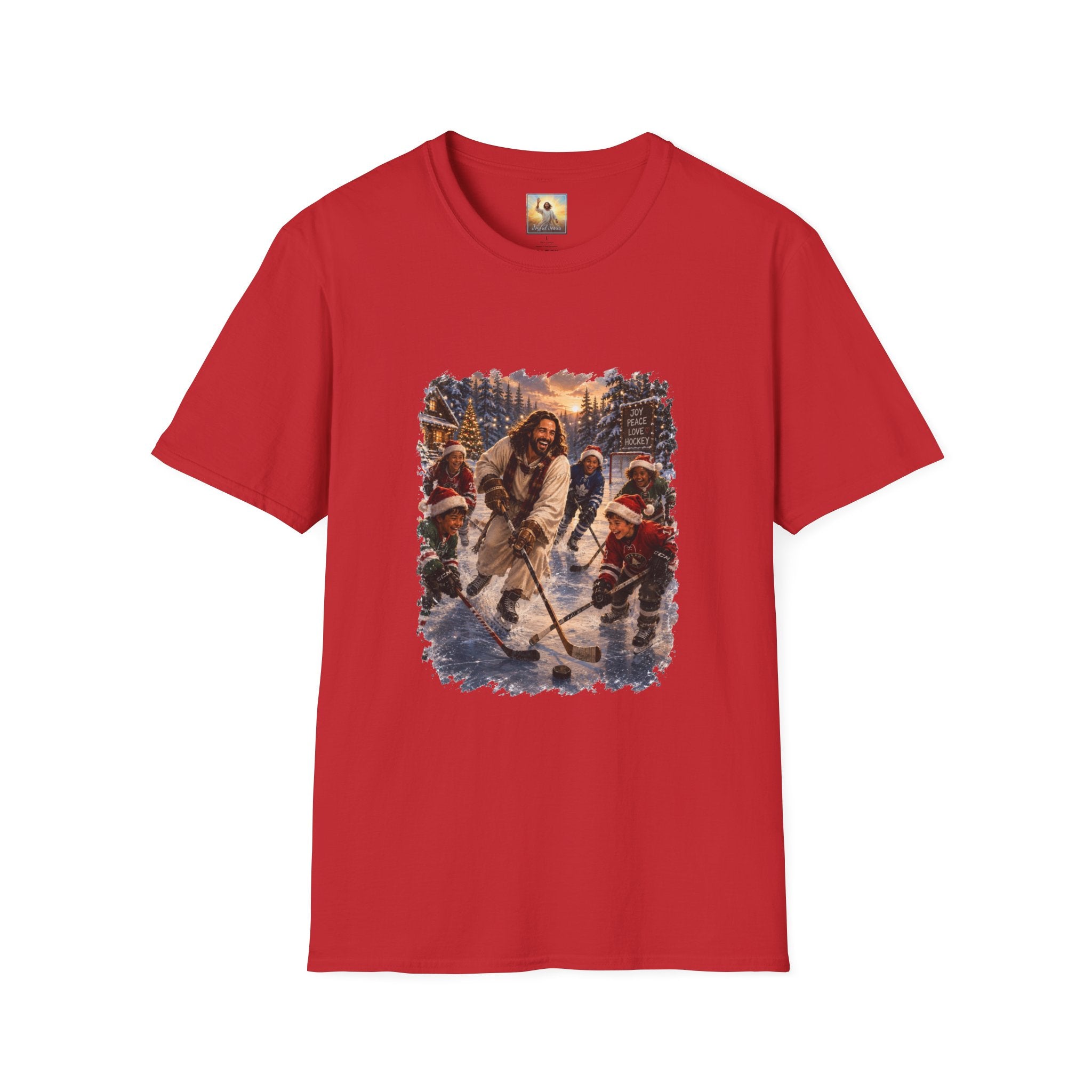 Jesus Hockey Shirt | Jesus Playing Hockey with Kids Christian Christmas T Shirt | Joyful Jesus