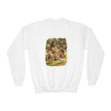 Kids Funny Jesus Sweatshirt | Jesus Playing with Puppies Christian Kids Crewneck Sweatshirt | Joyful Jesus