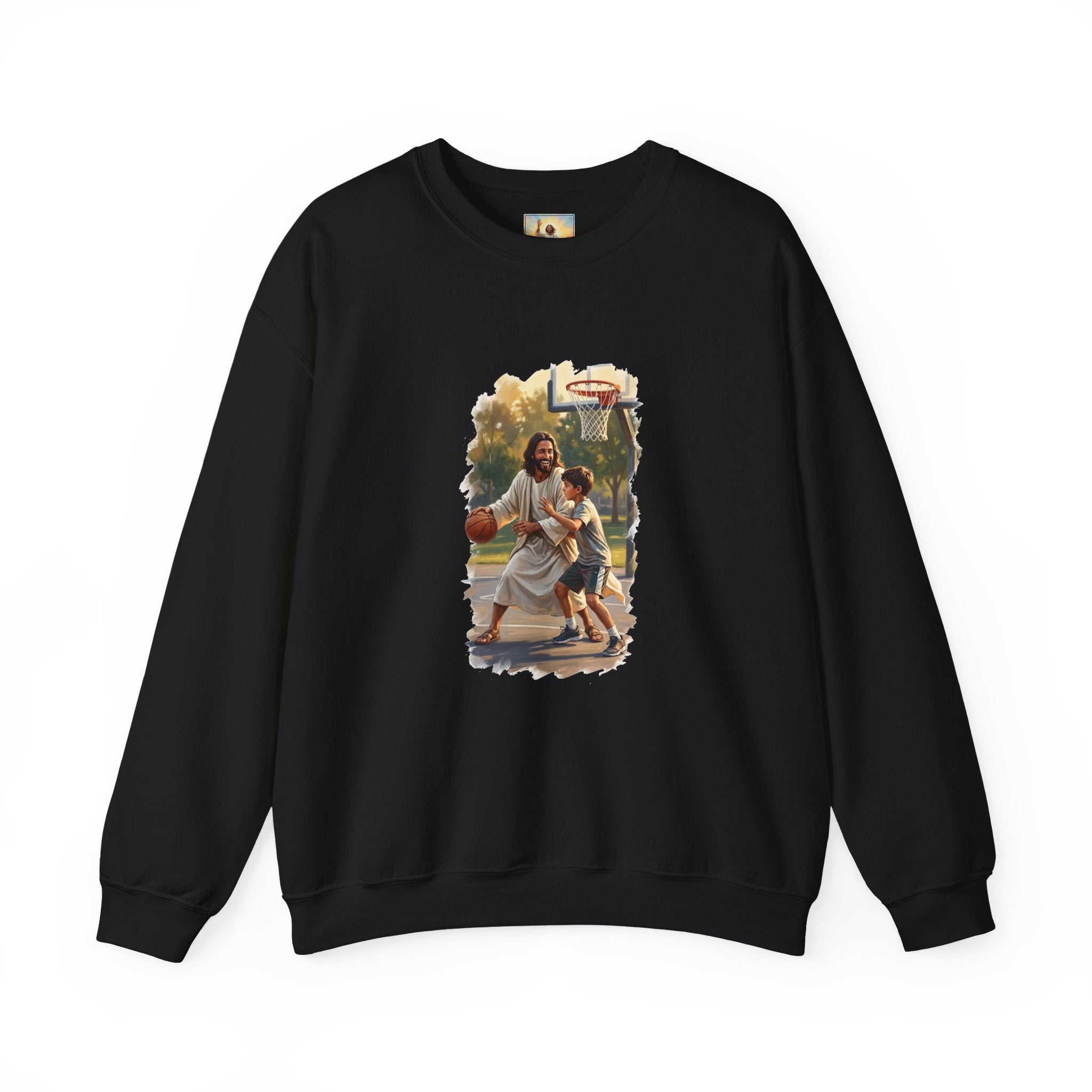 Funny Jesus Sweatshirt | Jesus Playing Basketball Christian Sweatshirt | Joyful Jesus