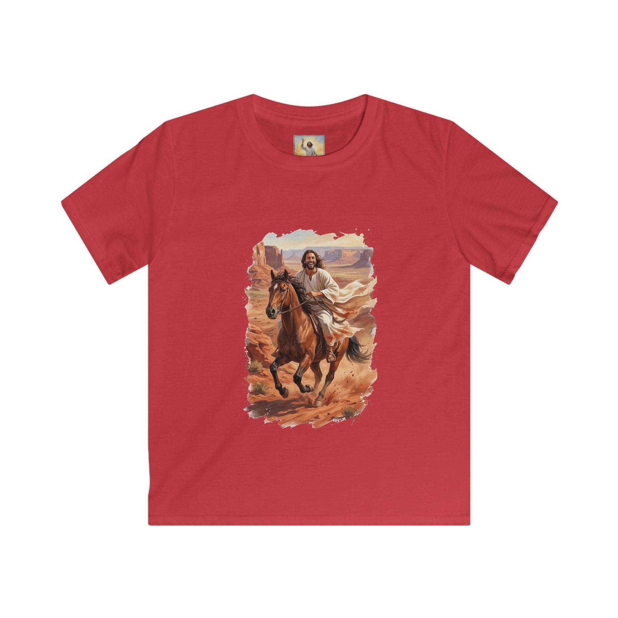 Kids Jesus Shirt | Jesus on Horseback Christian Apparel Kids T Shirt | Joyful Jesus