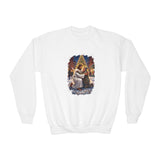 Kids Jesus Hug Sweatshirt | Jesus Embracing a Stranger on Christmas Night Christian Kids Crewneck Sweatshirt | Joyful Jesus