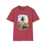 Jesus Painting Easter Eggs Shirt, Joyful Christian Art, Fun Easter Faith Tee