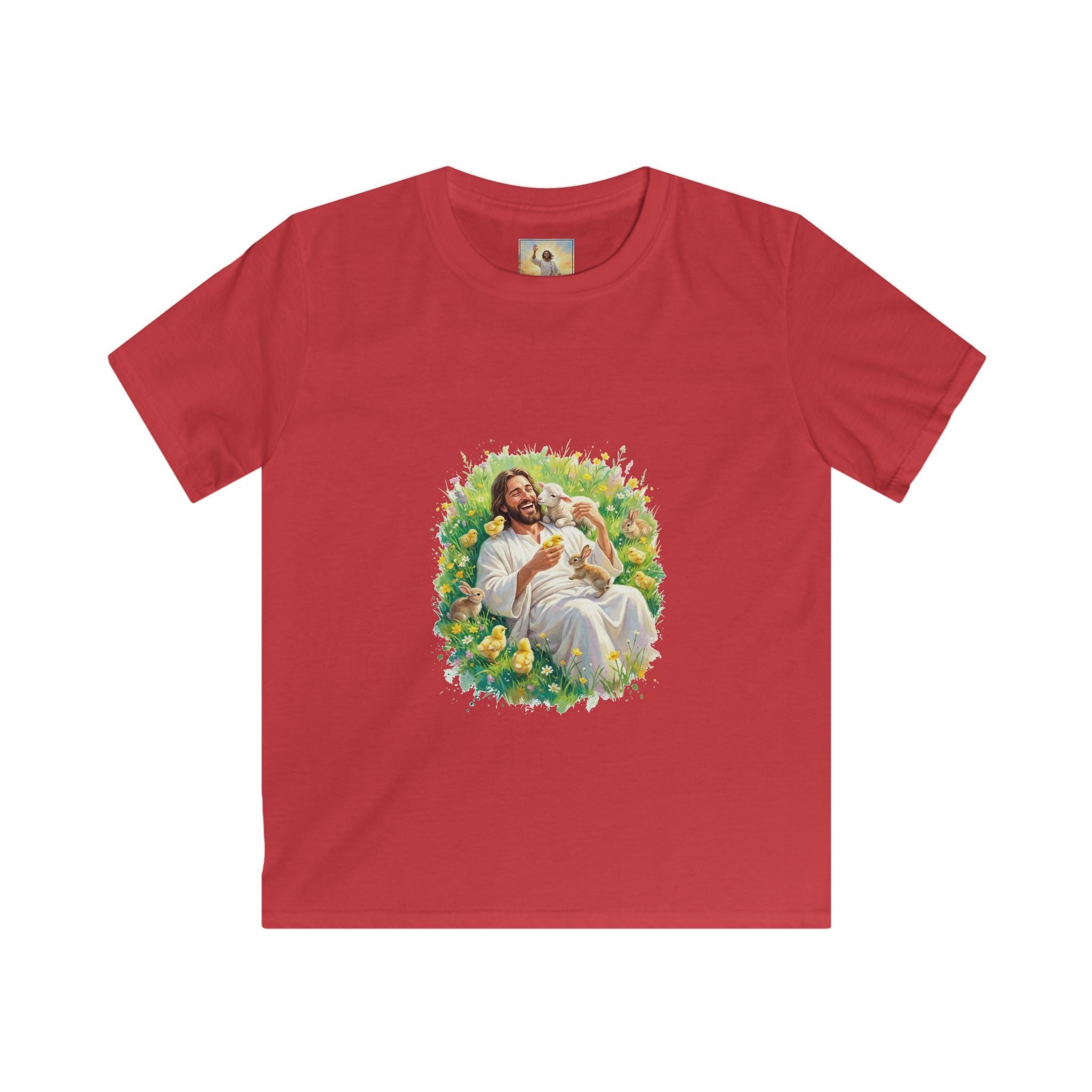 Kids Christian Shirt | Jesus with Baby Animals Faith Kids T Shirt | Joyful Jesus