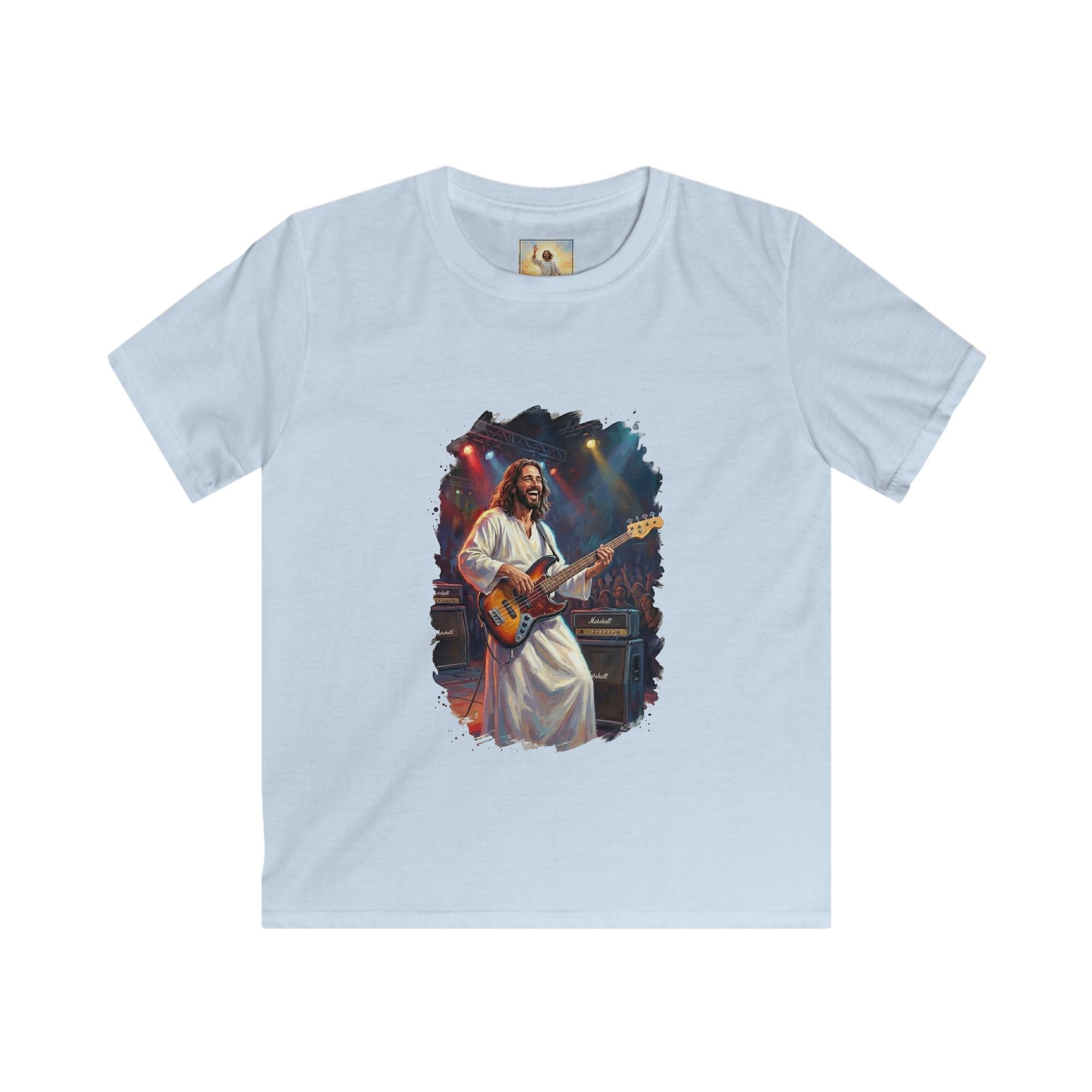 Kids Christian Shirt | Jesus Playing Bass at Concert Kids T Shirt | Joyful Jesus God Shirt
