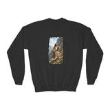 Kids God Sweatshirt | Jesus Hiking Mountain Christian Kids Crewneck Sweatshirt | Faith Apparel