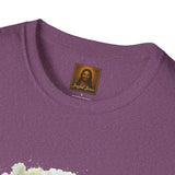 Jesus in the Garden Shirt, Easter Lily Butterfly Art, Christian Spring Tee