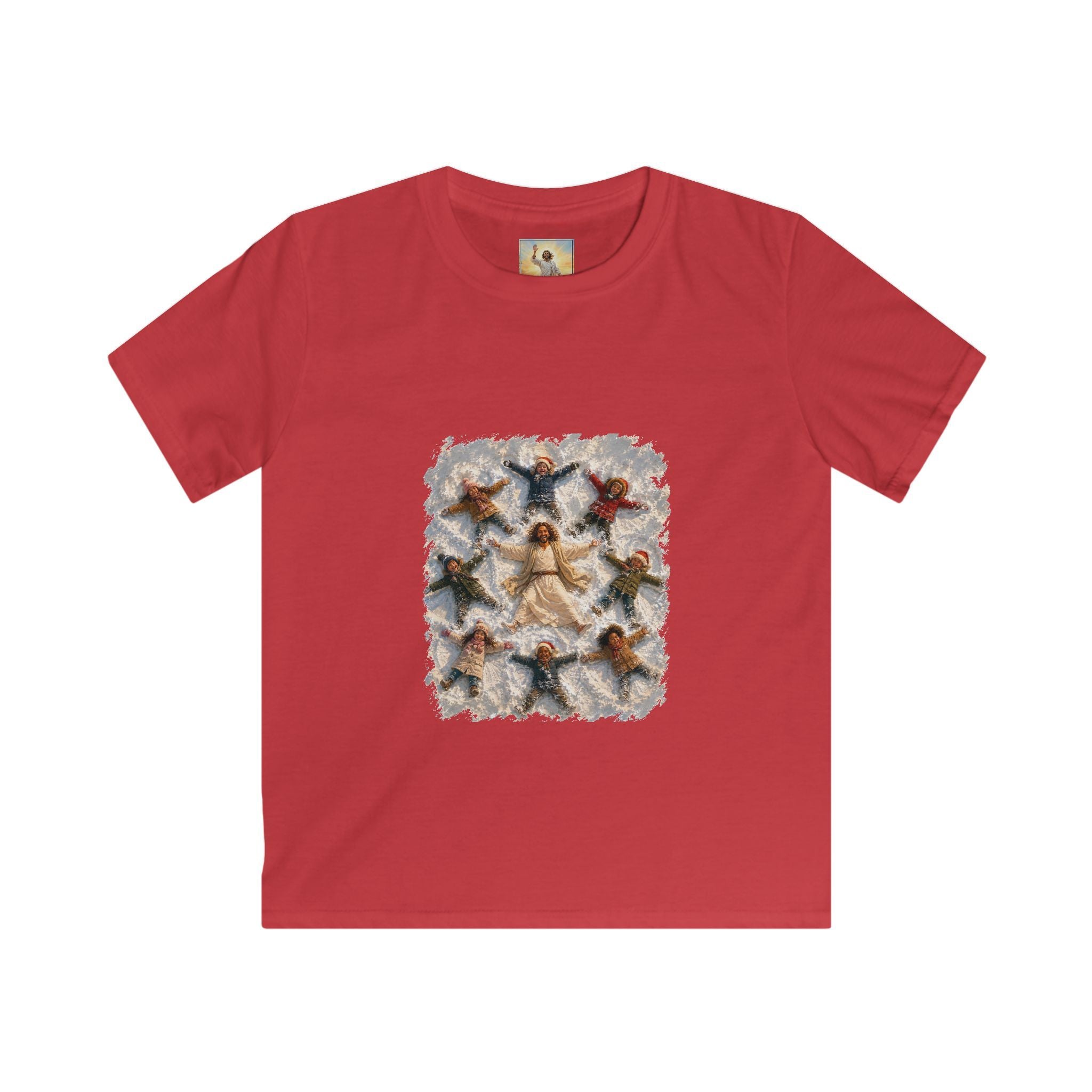 Kids Christmas Jesus Shirt | Snow Angels with Jesus Christian Christmas Kids T Shirt | Joyful Jesus