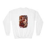 Kids Jesus Hugging Santa Sweatshirt | Funny Christian Christmas Kids Crewneck Sweatshirt | Joyful Jesus