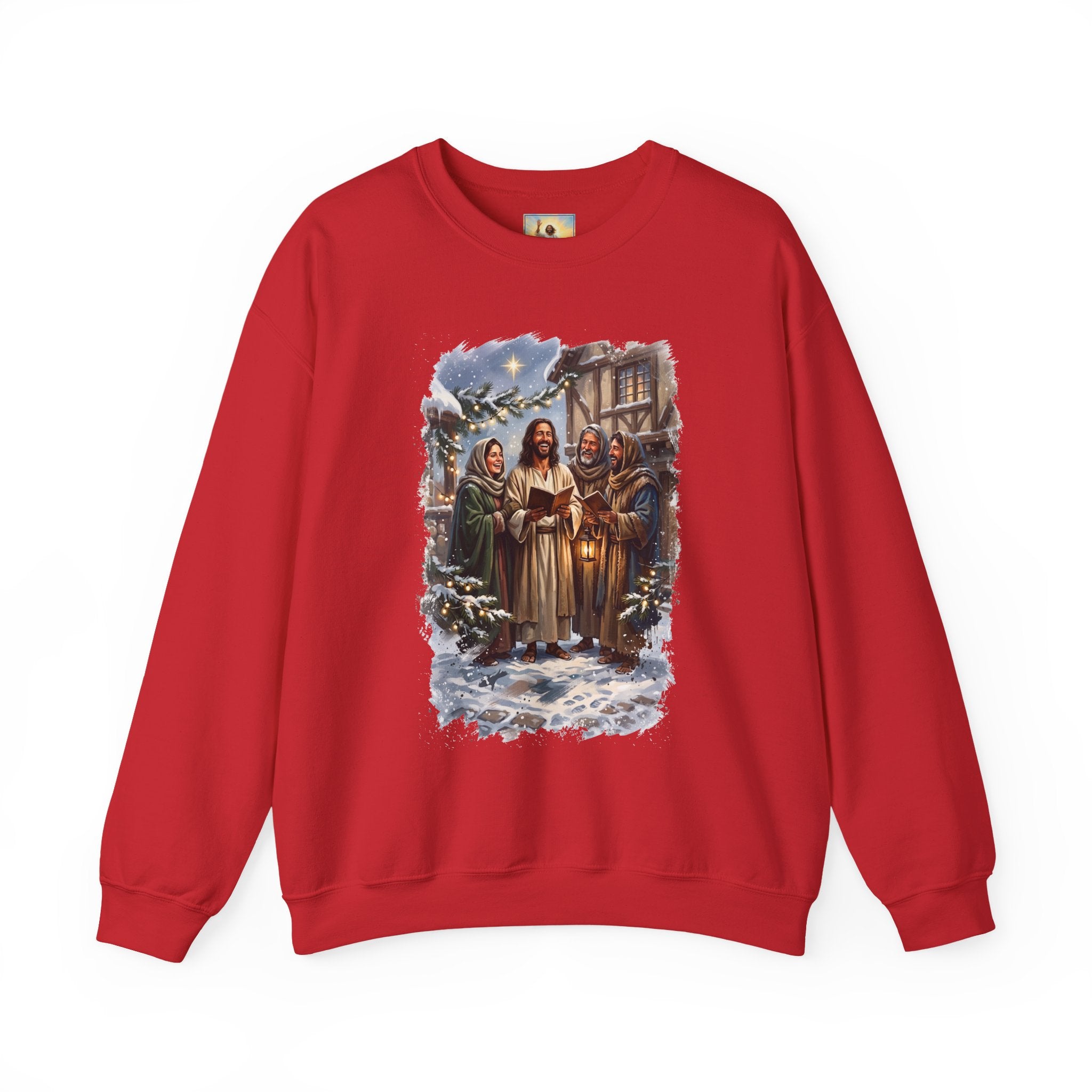 Jesus Caroling Sweatshirt | Jesus Singing Christmas Carols Christian Crewneck | Joyful Jesus