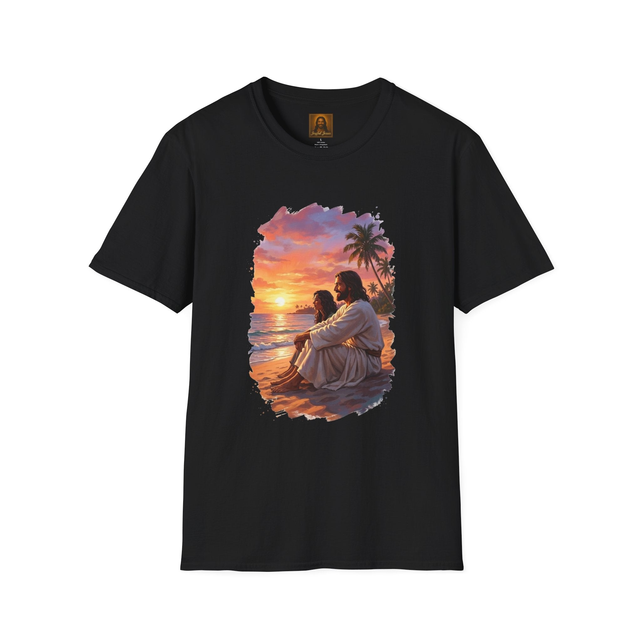 Religious Shirt | Jesus on the Beach at Sunset Christian T Shirt | Joyful Jesus