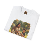 Funny Jesus Shirt | Jesus Playing with Puppies Christian T Shirt | Joyful Jesus
