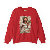 Merry Christmas Jesus Sweatshirt | Laughing Jesus with Holly Christian Crewneck | Joyful Jesus