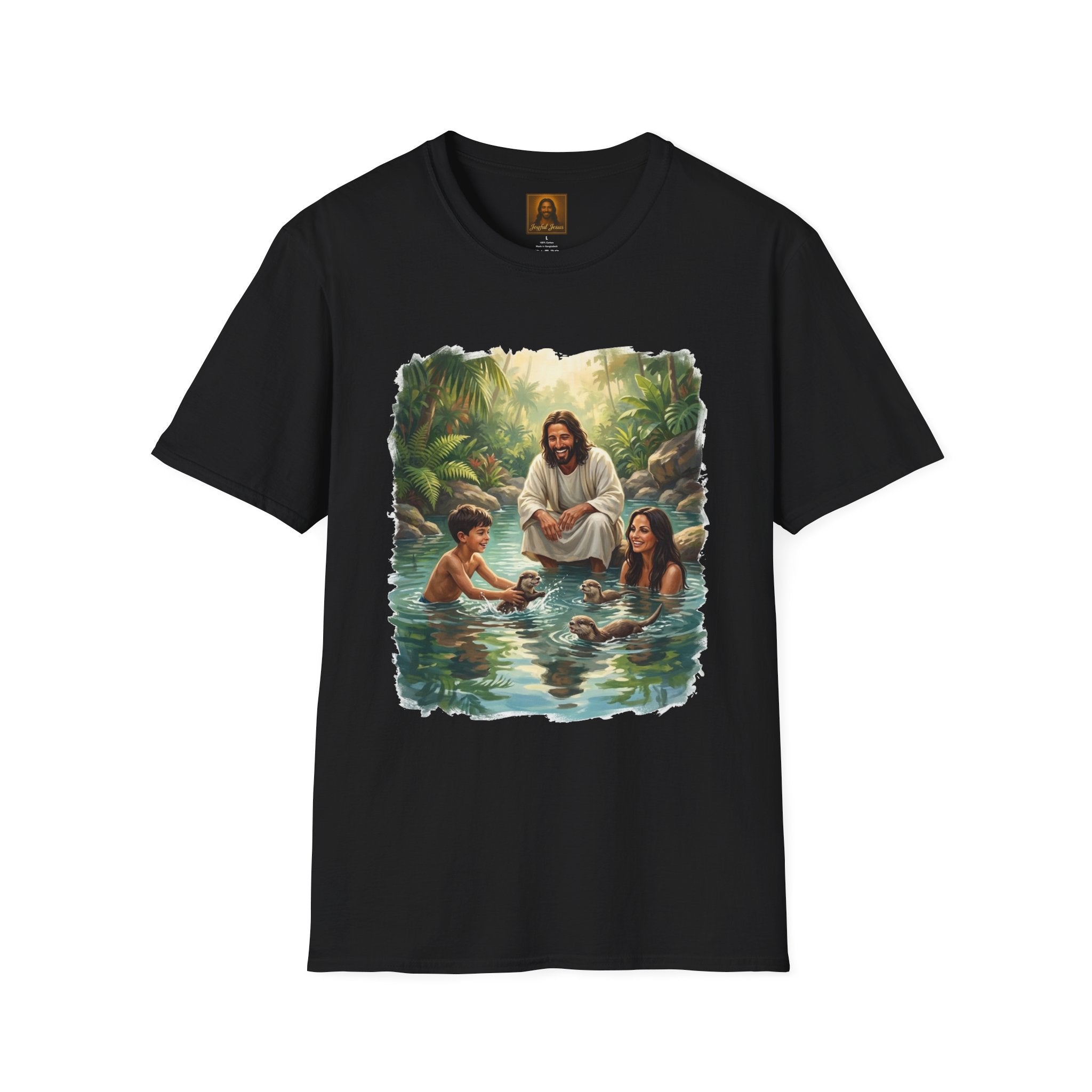 Christian Shirt | Jesus with Baby Otters Funny Christian T Shirt | Joyful Jesus