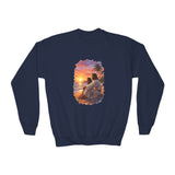 Kids Religious Sweatshirt | Jesus on the Beach at Sunset Christian Kids Crewneck Sweatshirt | Joyful Jesus