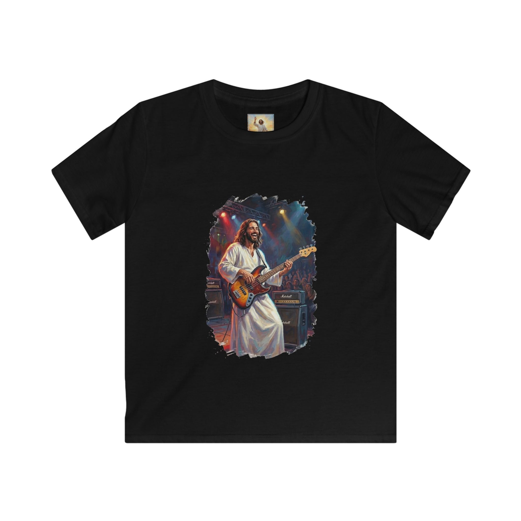 Kids Christian Shirt | Jesus Playing Bass at Concert Kids T Shirt | Joyful Jesus God Shirt