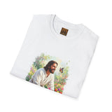 Jesus in the Garden Shirt, Easter Lily Butterfly Art, Christian Spring Tee