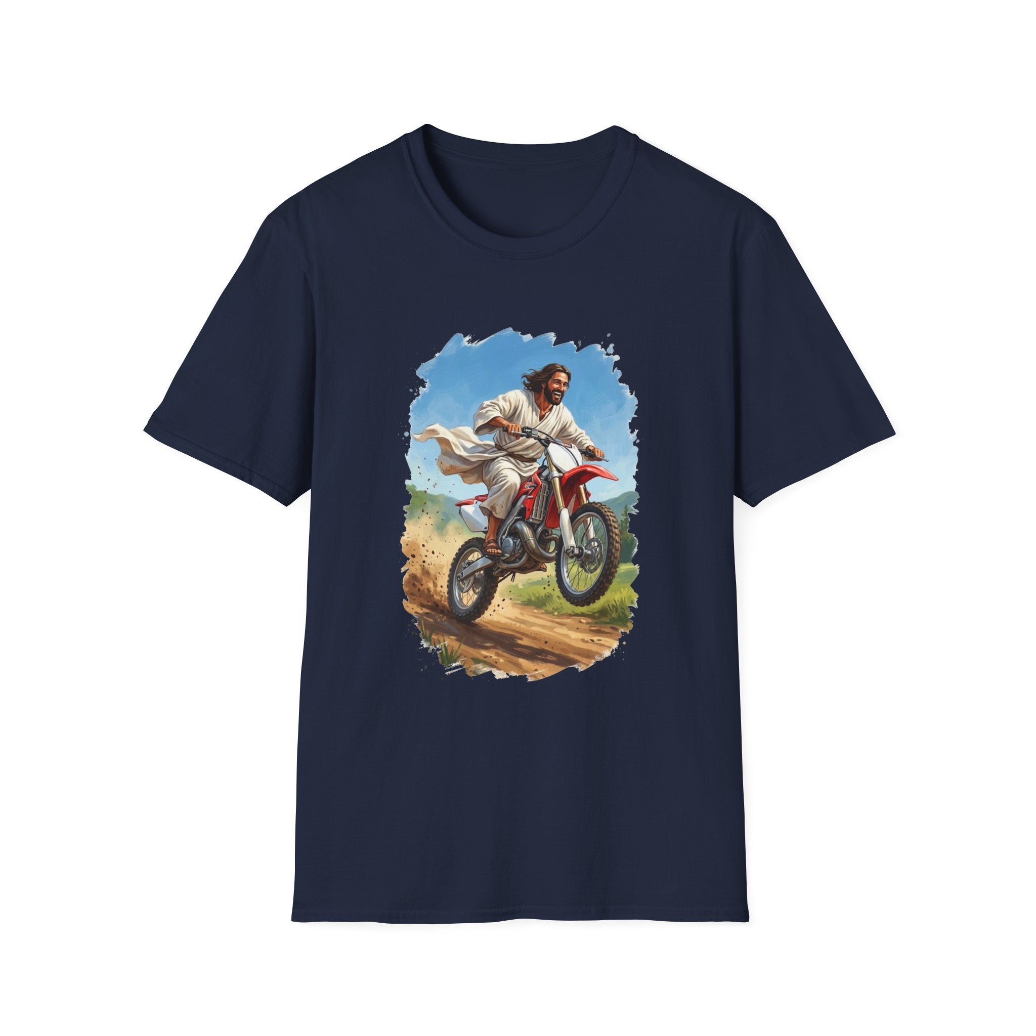 Funny Jesus Shirt | Jesus on a Dirtbike Christian T Shirt | Joyful Jesus