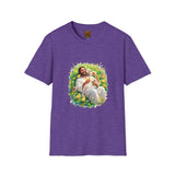 Jesus with Baby Animals Shirt, Easter Lamb Bunny Chick Art, Christian Spring Tee