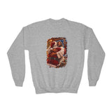 Kids Jesus Hugging Santa Sweatshirt | Funny Christian Christmas Kids Crewneck Sweatshirt | Joyful Jesus