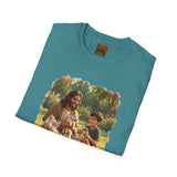 Funny Jesus Shirt | Jesus Playing with Puppies Christian T Shirt | Joyful Jesus