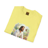 Jesus in the Garden Shirt, Easter Lily Butterfly Art, Christian Spring Tee