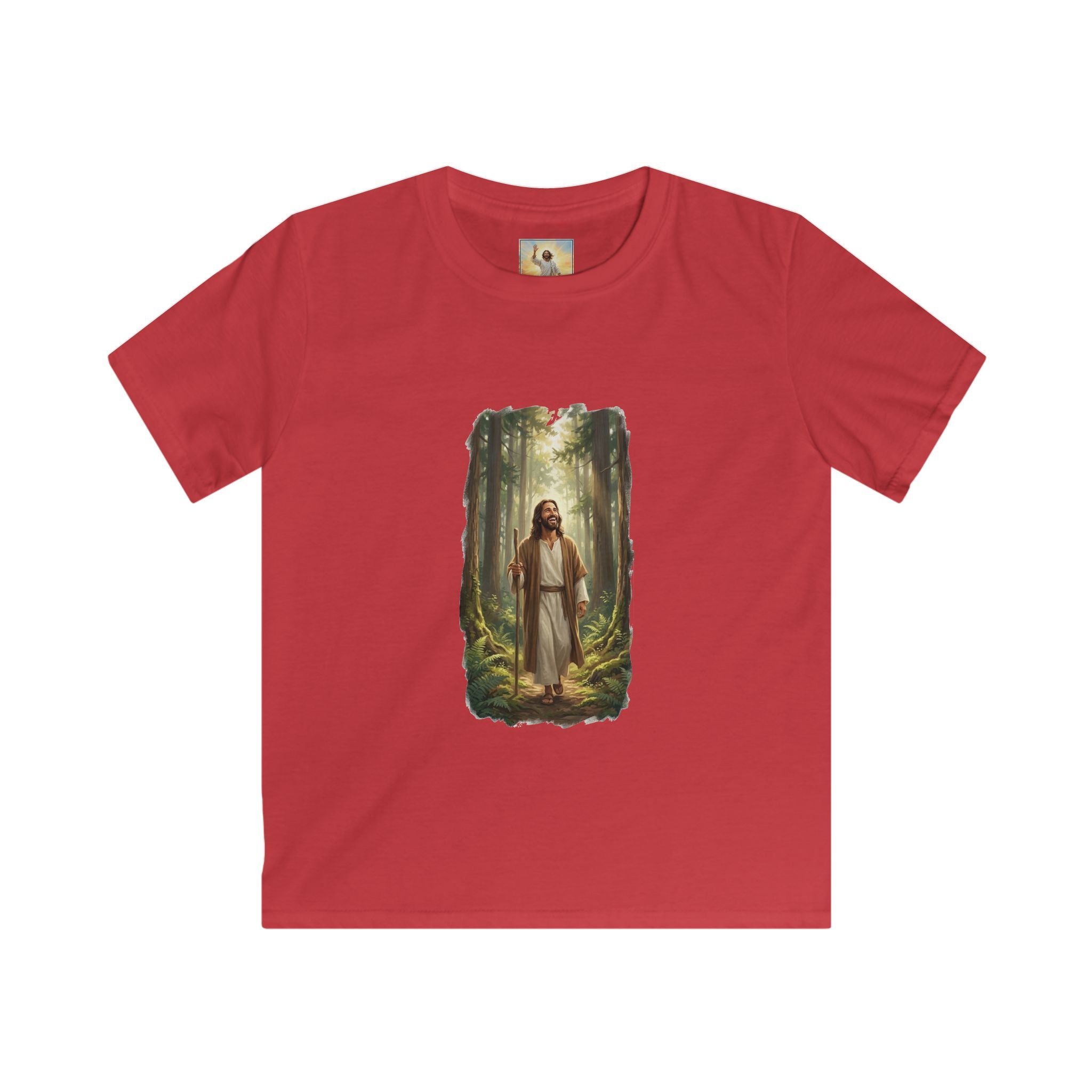 Kids Religious Shirt | Jesus Walking in the Woods Christian Kids T Shirt | Faith Shirt