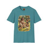 Funny Jesus Shirt | Jesus Playing with Puppies Christian T Shirt | Joyful Jesus