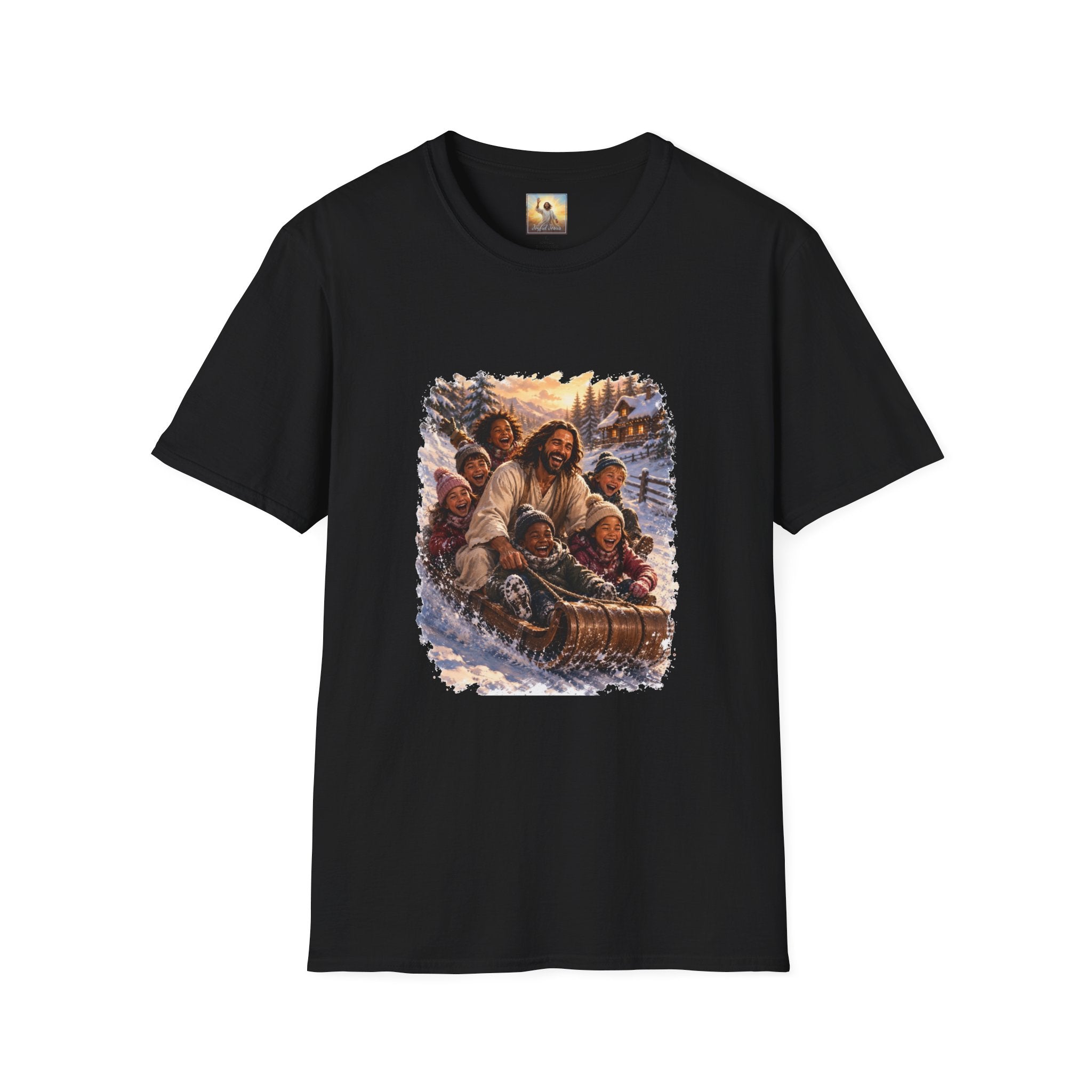 Jesus Christmas Shirt | Sledding with Jesus Christian Christmas T Shirt | Joyful Jesus