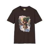 Jesus Christmas Tree Shirt | Jesus Carrying a Christmas Tree Christian Christmas Tee | Joyful Jesus