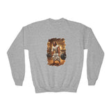 Kids Funny Jesus Sweatshirt | Jesus Lifting Weights Christian Kids Crewneck Sweatshirt | Faith Apparel