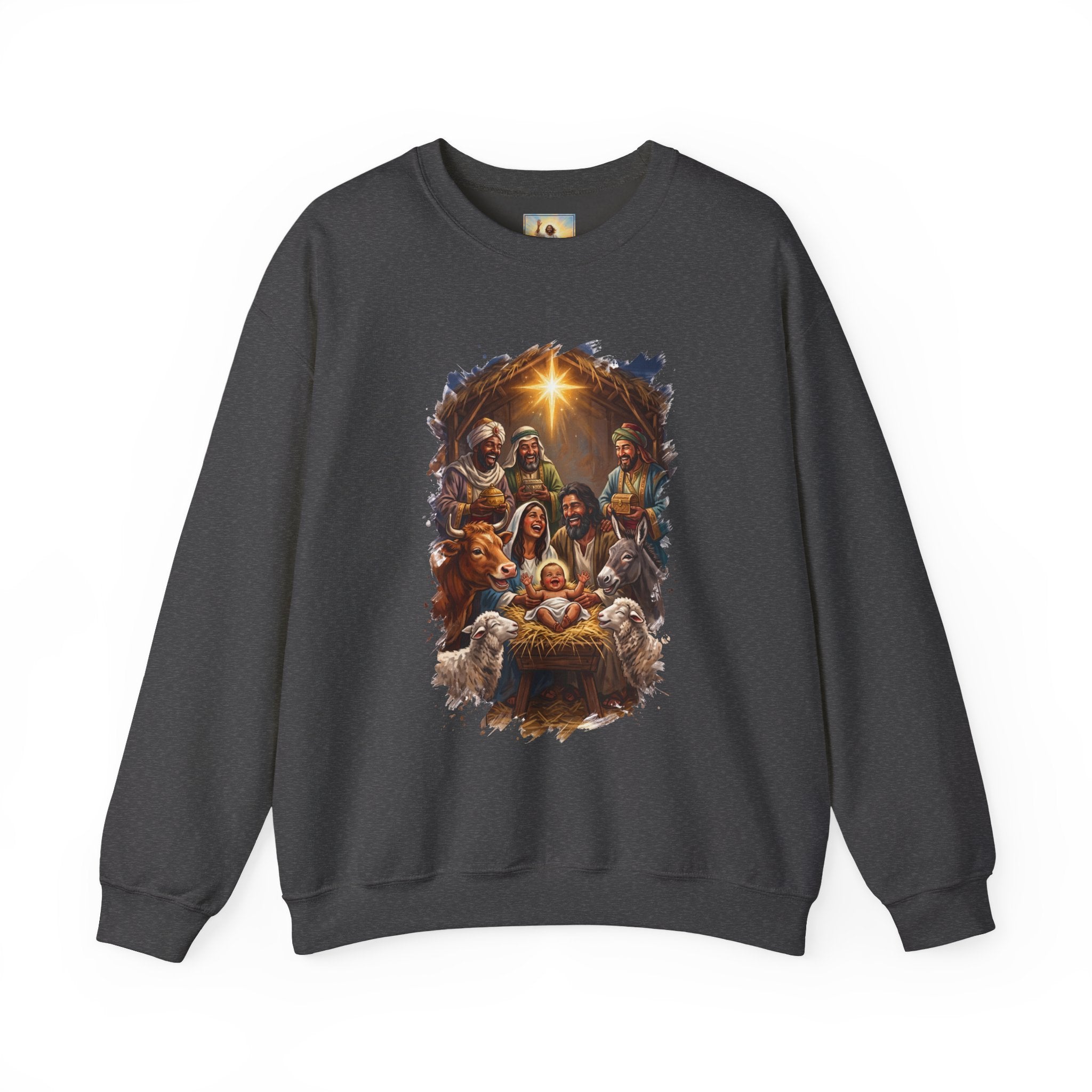 Nativity Sweatshirt | Joyful Nativity Scene with Wise Men Christian Christmas Crewneck | Joyful Jesus