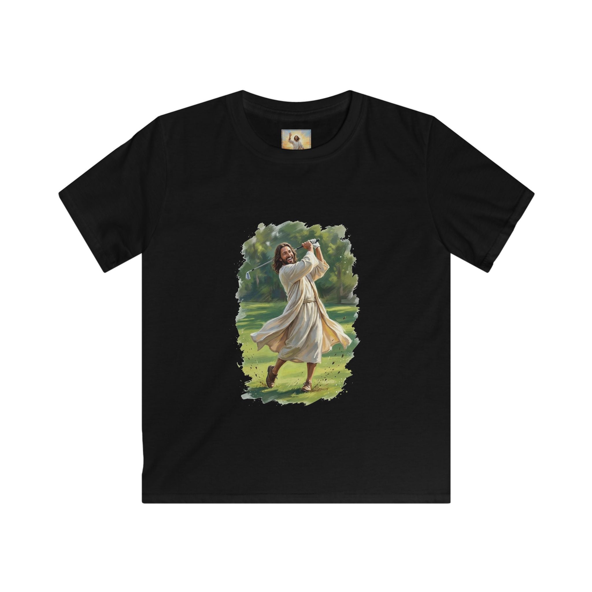 Kids God Shirt | Jesus Playing Golf Christian Kids T Shirt | Faith Apparel