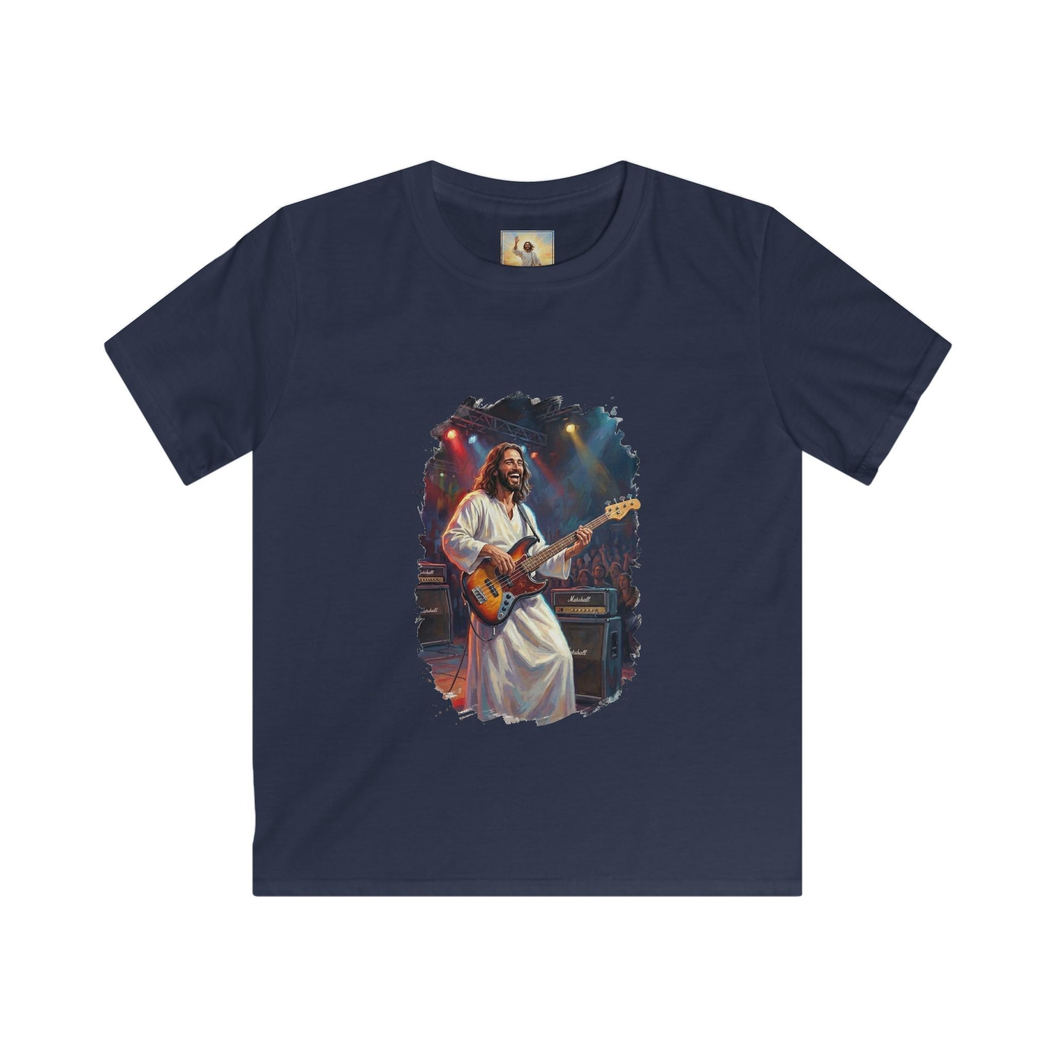 Kids Christian Shirt | Jesus Playing Bass at Concert Kids T Shirt | Joyful Jesus God Shirt