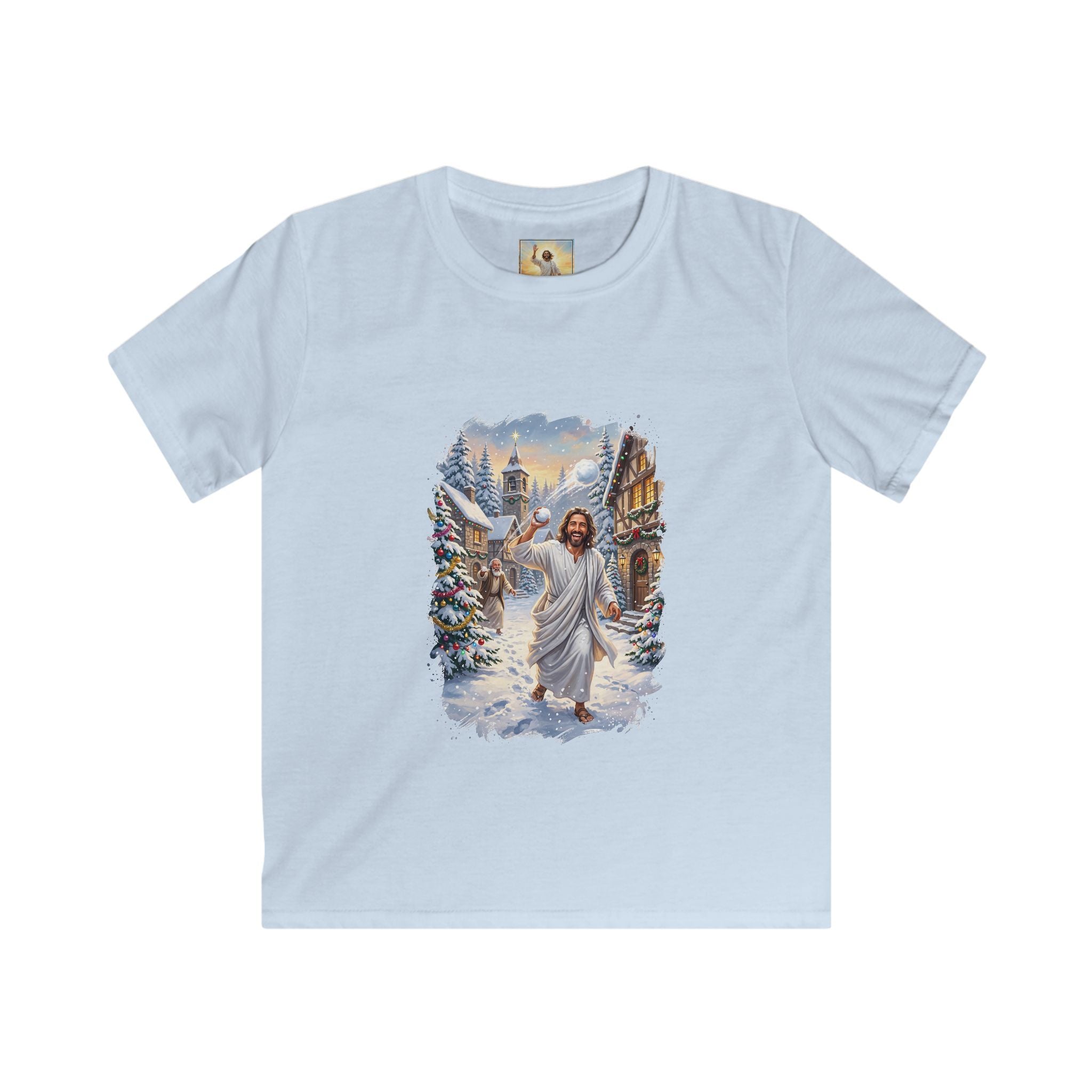 Kids Jesus Snowball Fight Shirt | Funny Christian Christmas Kids T Shirt | Joyful Jesus