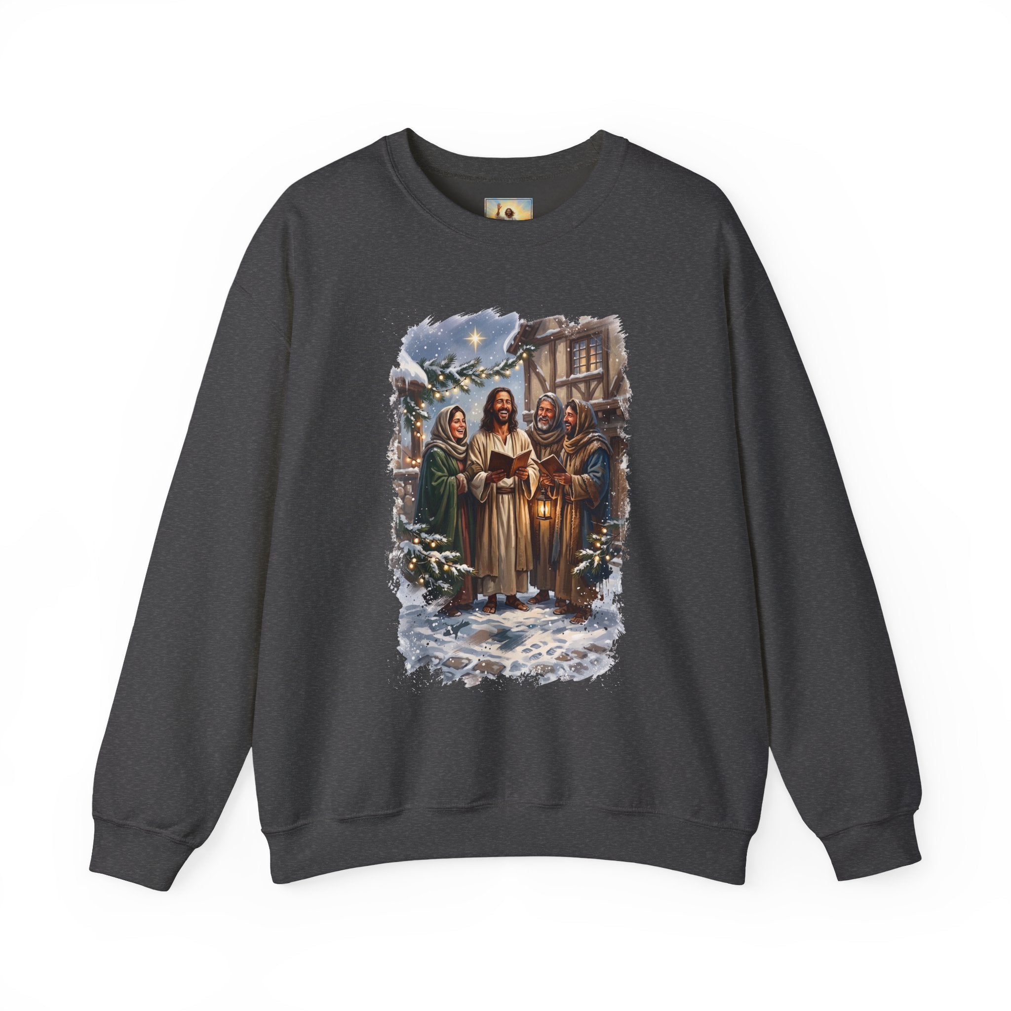 Jesus Caroling Sweatshirt | Jesus Singing Christmas Carols Christian Crewneck | Joyful Jesus