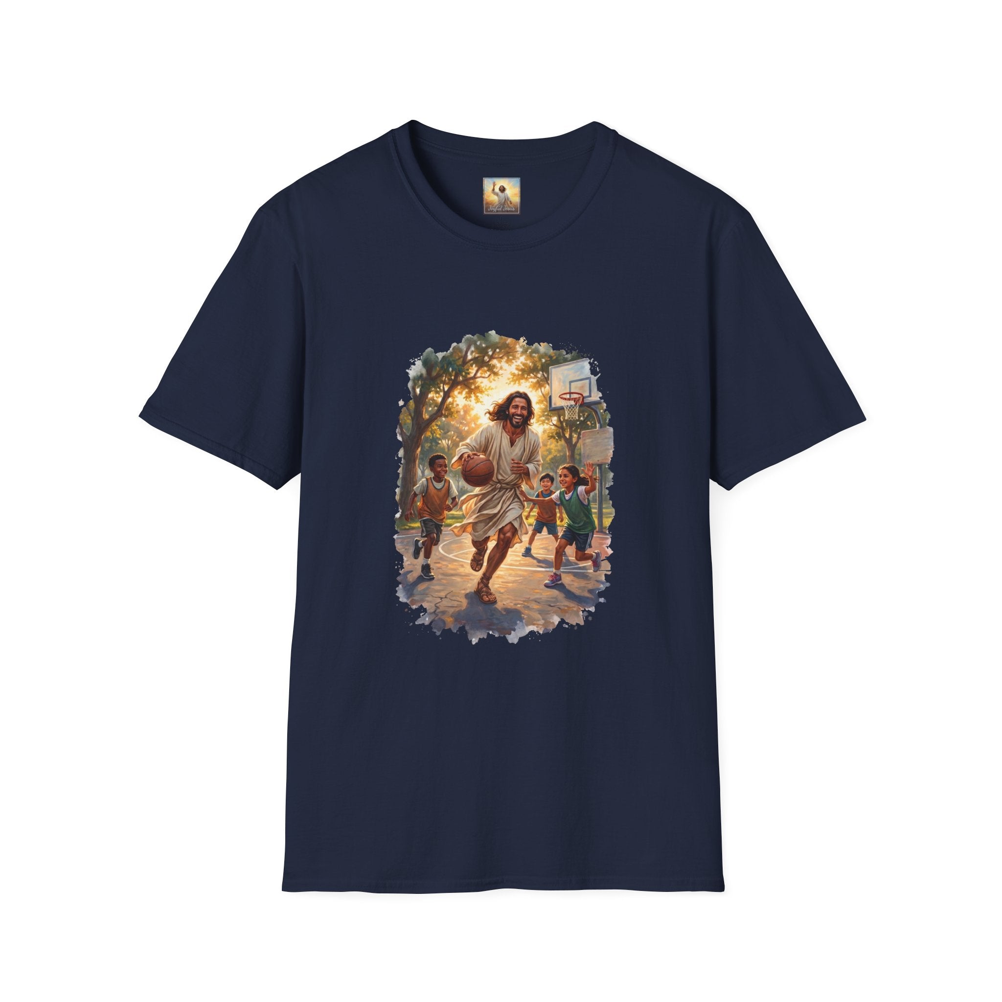 Jesus Basketball Shirt | Jesus Playing Basketball with Kids Christian T Shirt | Joyful Jesus