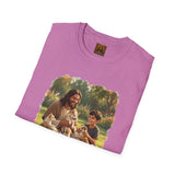 Funny Jesus Shirt | Jesus Playing with Puppies Christian T Shirt | Joyful Jesus